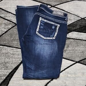 ROCK & ROLL COWGIRL EMBROIDERED RHINESTONES BOOT-CUT DENIM JEAN